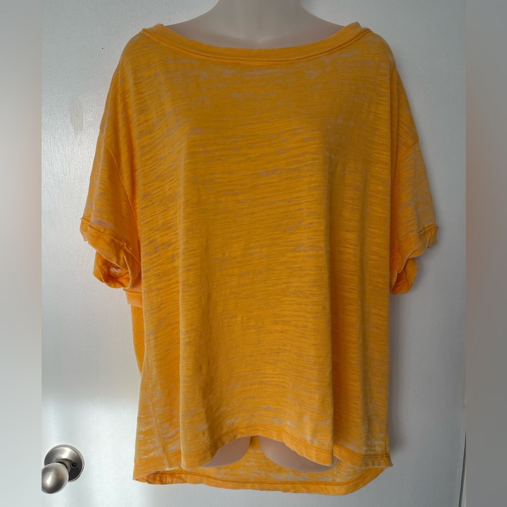 Free People Open Back T-shirt Top Size M Bright Mango